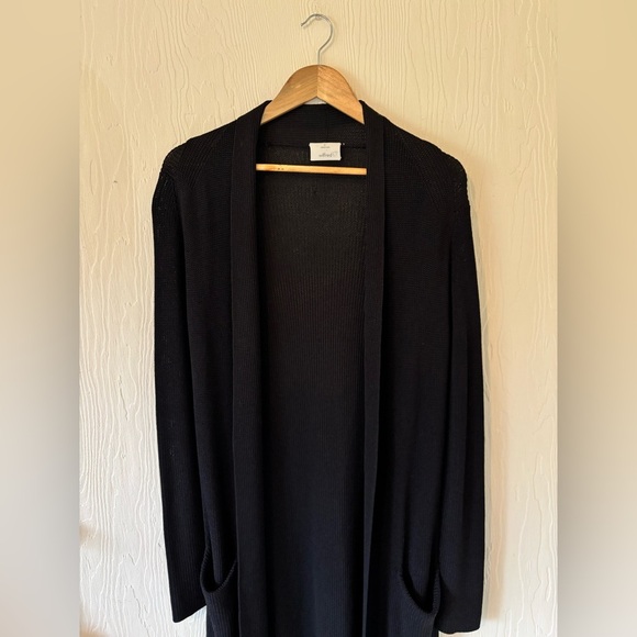 Wilfred Aritzia Black Knit Woven Crochet Layering Cardigan Robe Duster Sweater - Picture 15 of 15